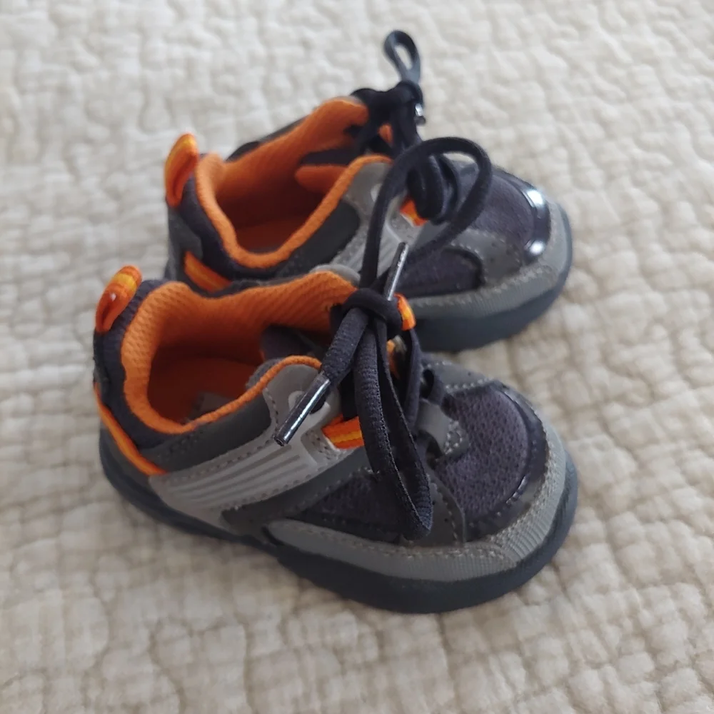 Bundle Of Shoes, Infant Boy's Size 2, Grey/Orange and Brown/Black
